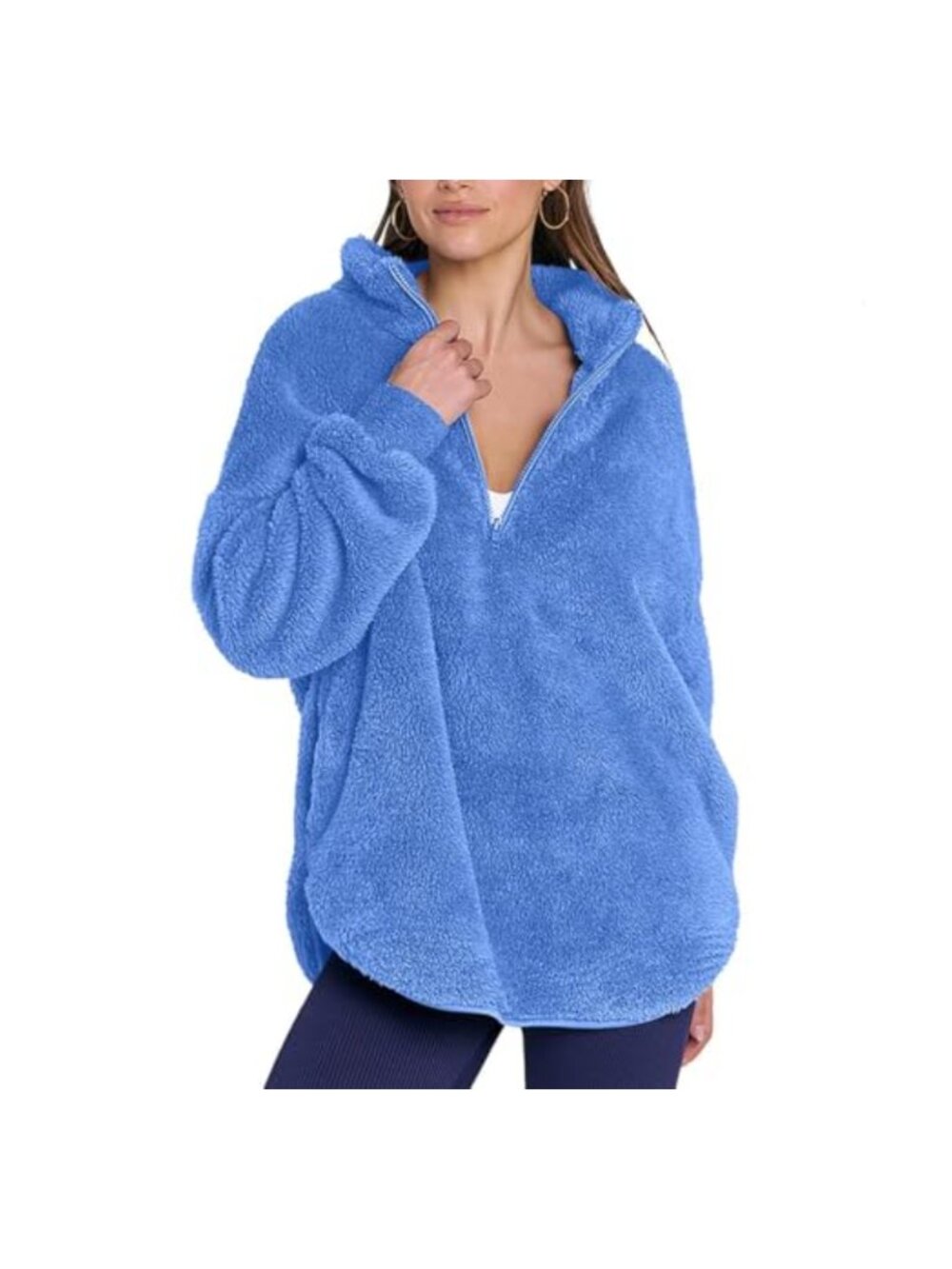 Women's Zip Up Sherpa Fuzzy Fleece Hoodie Cozy Pullover Sweatshirt